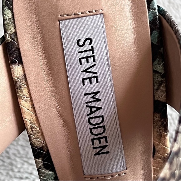 Steve Madden Amaya Clear Slide Sandal Blue Snake Reptile Print Leather Y2K Sz 7 - Picture 11 of 15